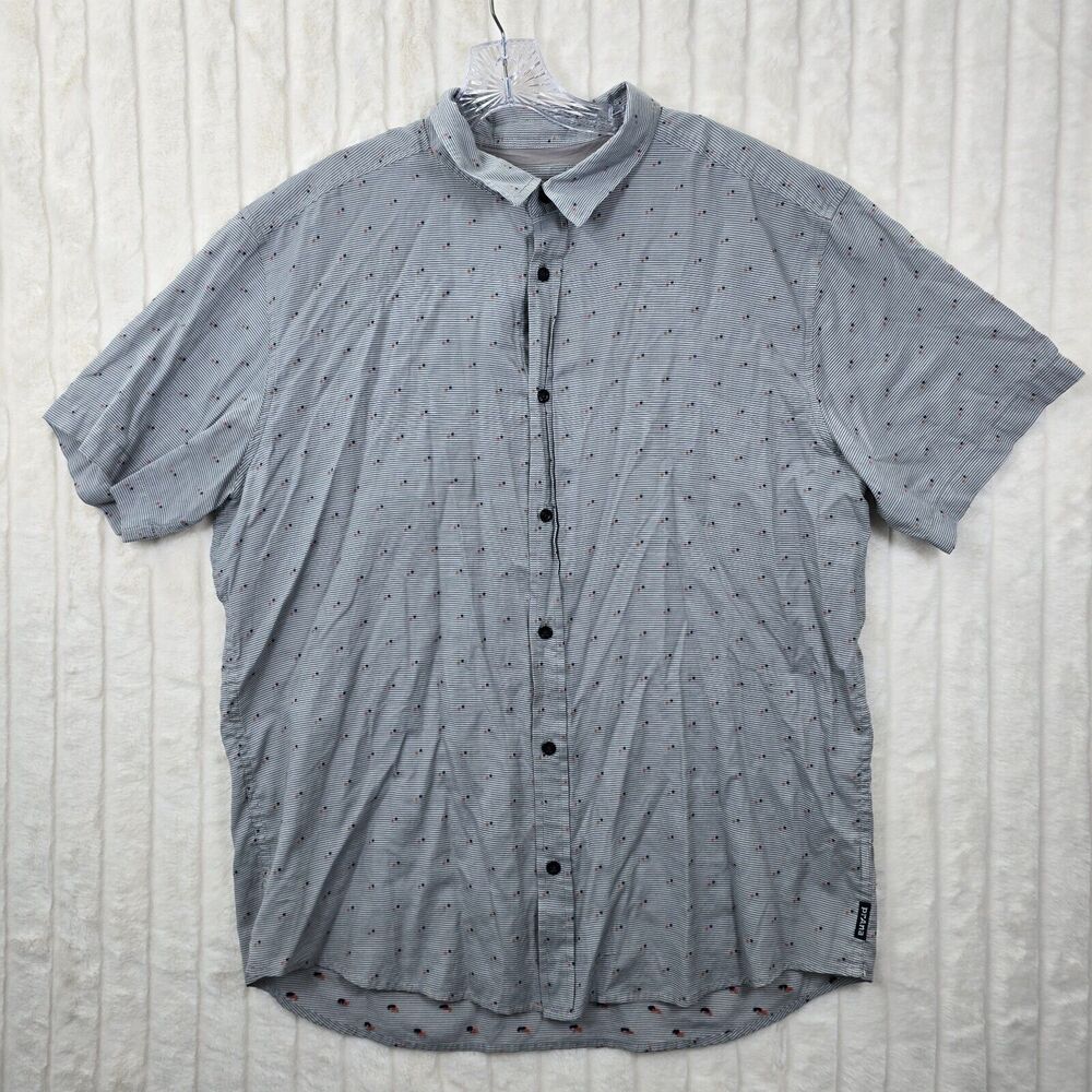 prAna Men's Button Up Shirt Short Sleeve Collar Striped Slim Fit Size XL